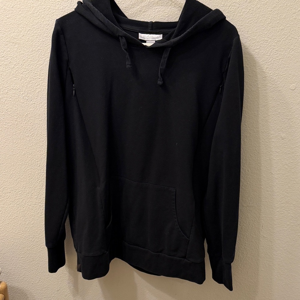Motherhood maternity Women’s Nursing Black Hooded Pullover Sweatshirt size Large - Picture 4 of 11